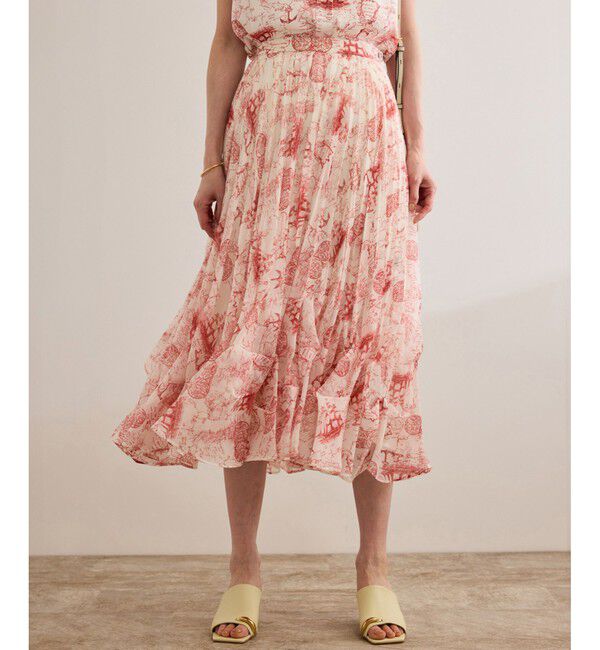 ROPE「【洗える】トワルドジュイタックプリーツスカート」|スカート|レッド(60)