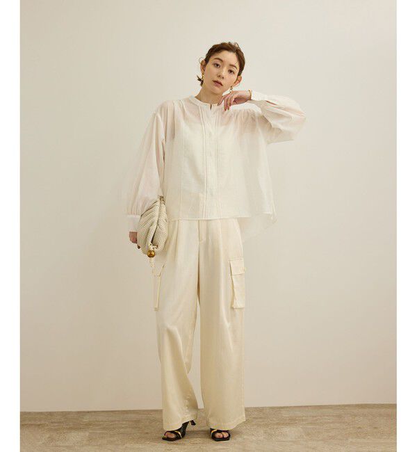 ROPE「【洗える】キュプラシルク パプスリーブシアーブラウス」|シャツ・ブラウス|