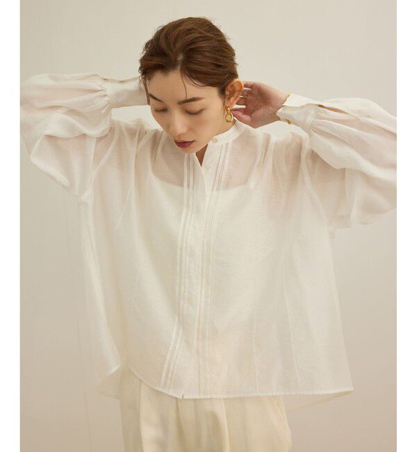ROPE「【洗える】キュプラシルク パプスリーブシアーブラウス」|シャツ・ブラウス|