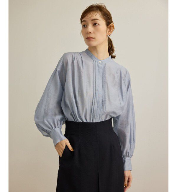 ROPE「【洗える】キュプラシルク パプスリーブシアーブラウス」|シャツ・ブラウス|ブルー(44)