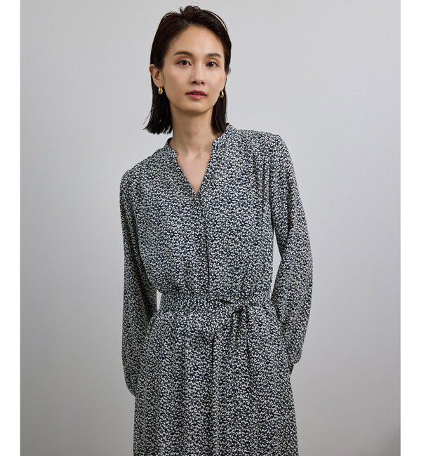 ROPE「【洗える】ロングスリーブワンピース（ジャガード/リーフプリント）【WEB・一部店舗限定】」|ワンピース|