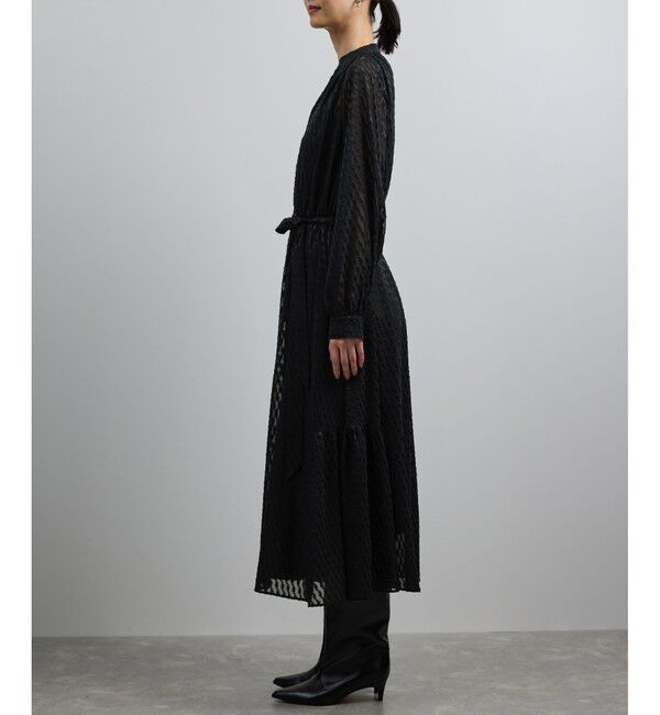 ROPE「【洗える】ロングスリーブワンピース（ジャガード/リーフプリント）【WEB・一部店舗限定】」|ワンピース|