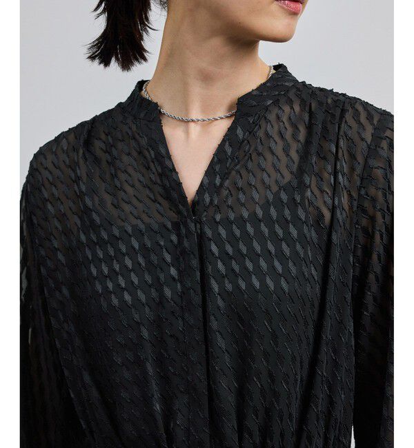 ROPE「【洗える】ロングスリーブワンピース（ジャガード/リーフプリント）【WEB・一部店舗限定】」|ワンピース|