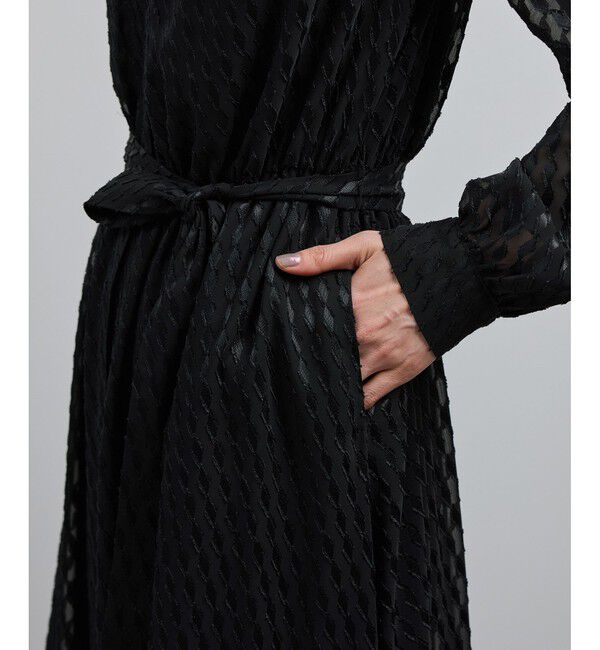 ROPE「【洗える】ロングスリーブワンピース（ジャガード/リーフプリント）【WEB・一部店舗限定】」|ワンピース|