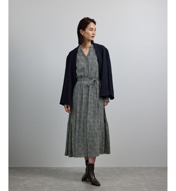 ROPE「【洗える】ロングスリーブワンピース（ジャガード/リーフプリント）【WEB・一部店舗限定】」|ワンピース|