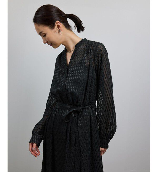 ROPE「【洗える】ロングスリーブワンピース（ジャガード/リーフプリント）【WEB・一部店舗限定】」|ワンピース|