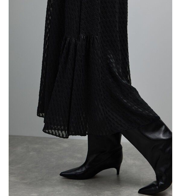 ROPE「【洗える】ロングスリーブワンピース（ジャガード/リーフプリント）【WEB・一部店舗限定】」|ワンピース|