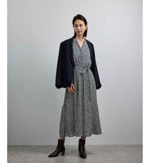 ROPE「【洗える】ロングスリーブワンピース（ジャガード/リーフプリント）【WEB・一部店舗限定】」|ワンピース|