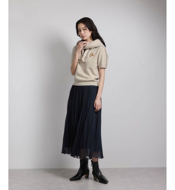 ROPE「ウールカシミヤブレンド 5分袖ニットプルオーバー/イージーケア」|ニット・セーター|