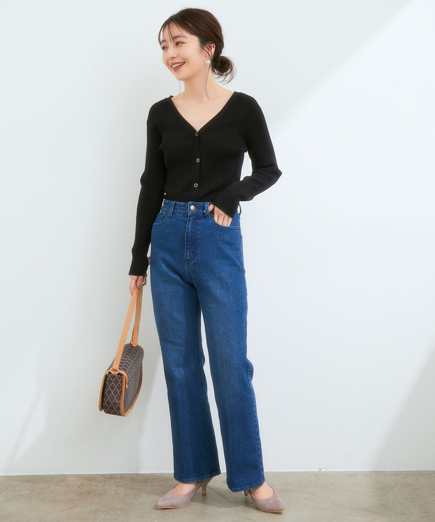 VIS「バックポイントＶネックリブカーディガン」|カーディガン|