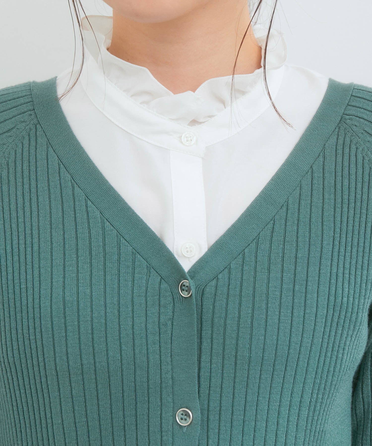 VIS「バックポイントＶネックリブカーディガン」|カーディガン|