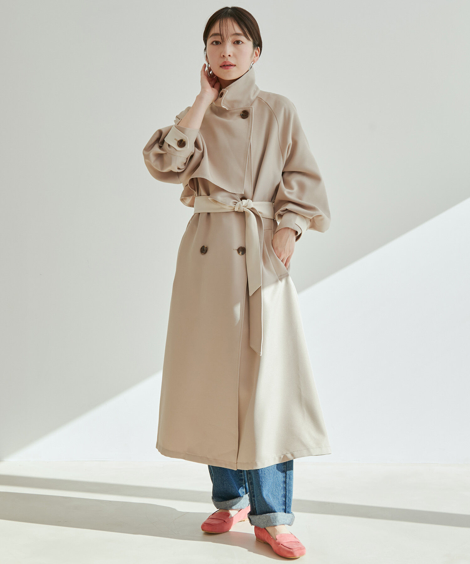 vis-a-vis「【WEB限定】配色カラーで魅せるスタンドカラーオーバーサイズトレンチコート」|トレンチコート|