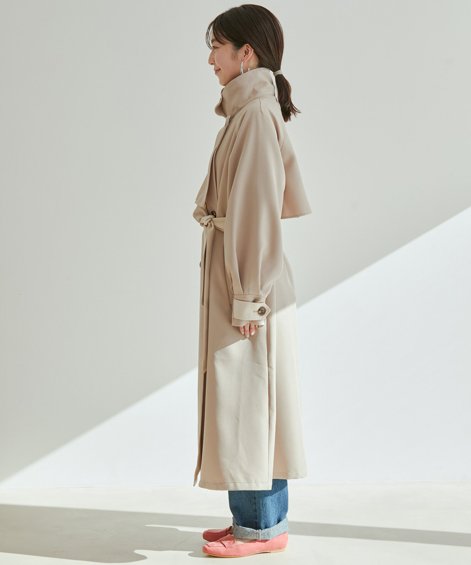 vis-a-vis「【WEB限定】配色カラーで魅せるスタンドカラーオーバーサイズトレンチコート」|トレンチコート|