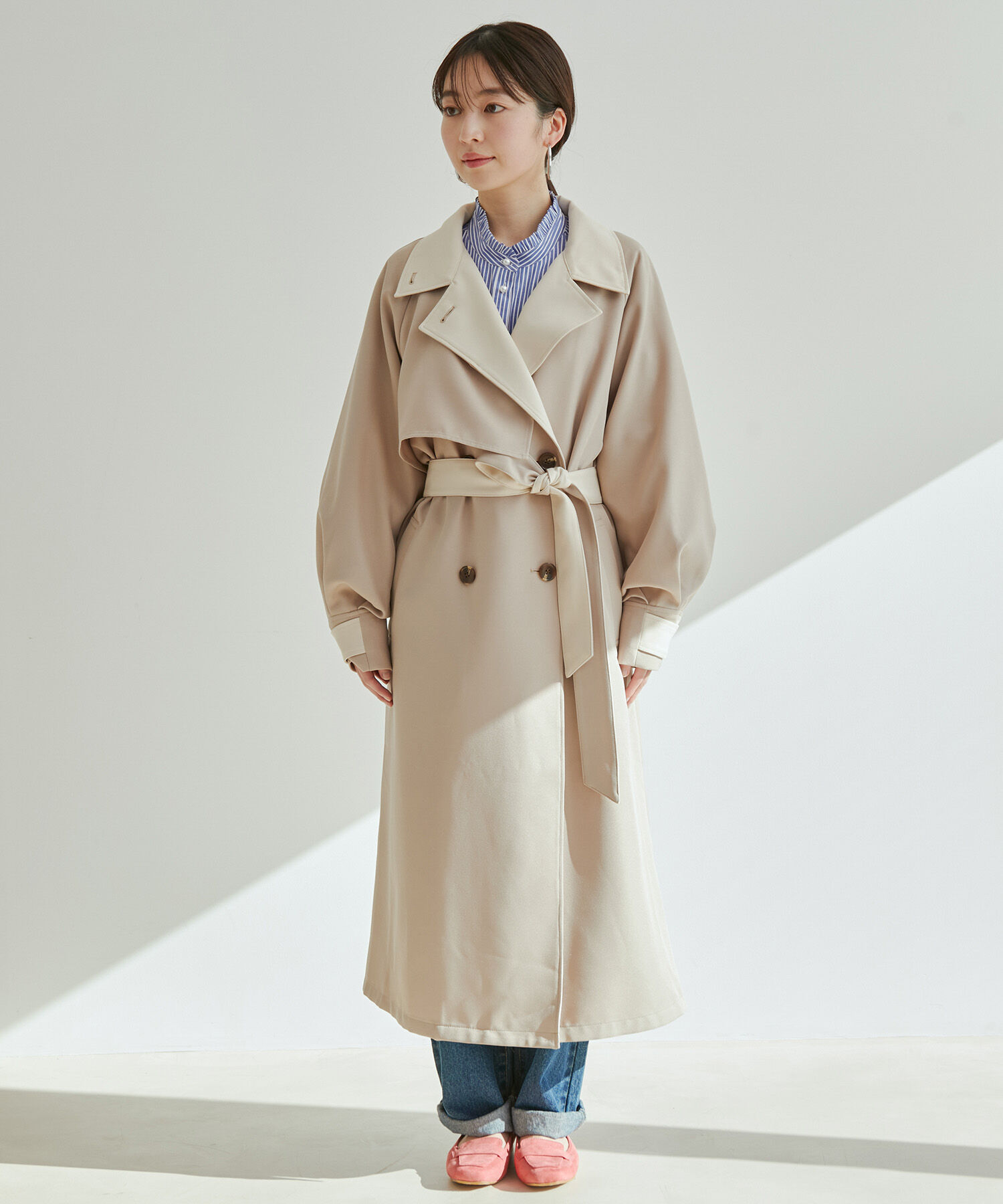 vis-a-vis「【WEB限定】配色カラーで魅せるスタンドカラーオーバーサイズトレンチコート」|トレンチコート|