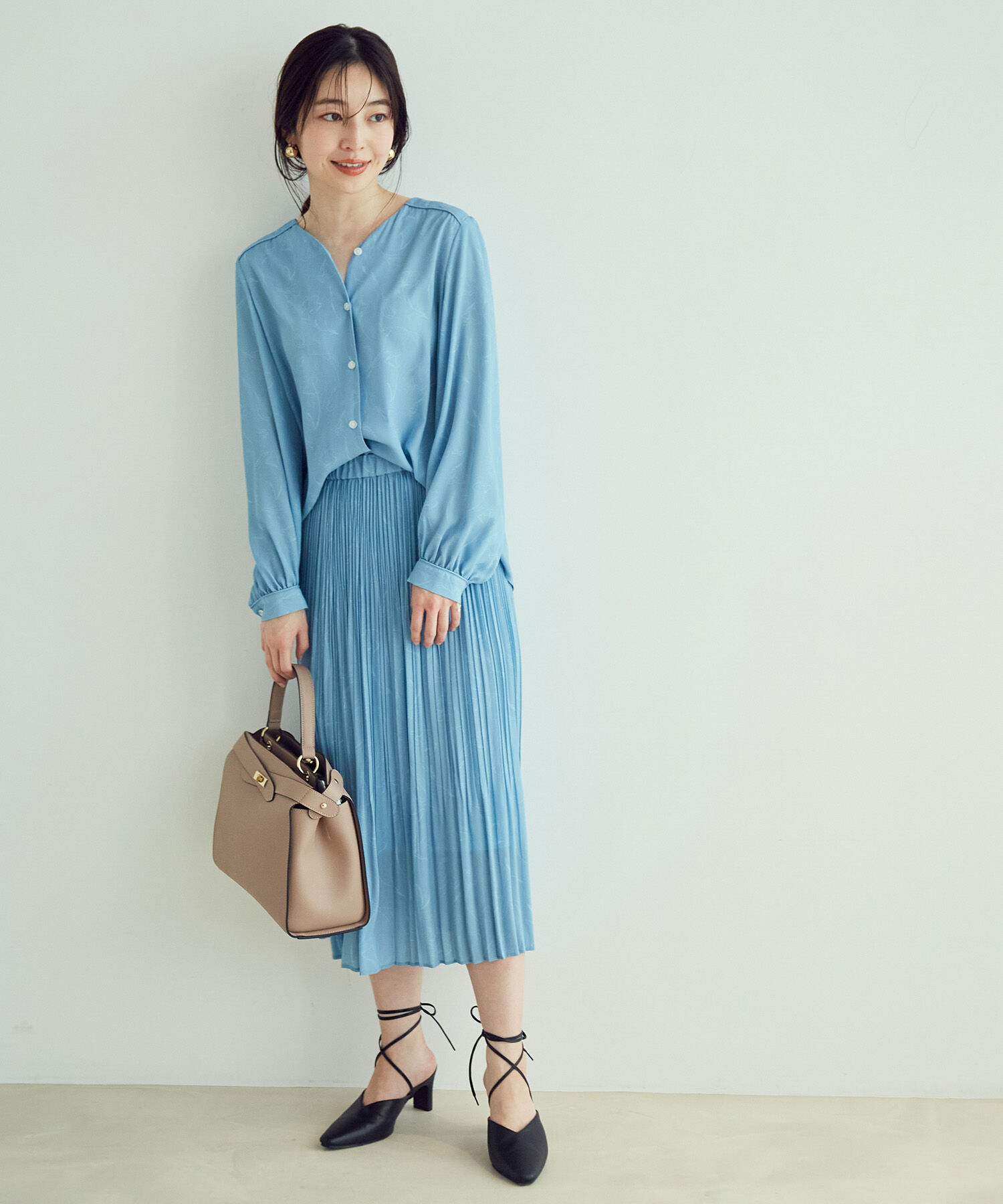 VIS「【セットアップ対応】フラワープリントIラインプリーツスカート[sustainable]」|スカート|