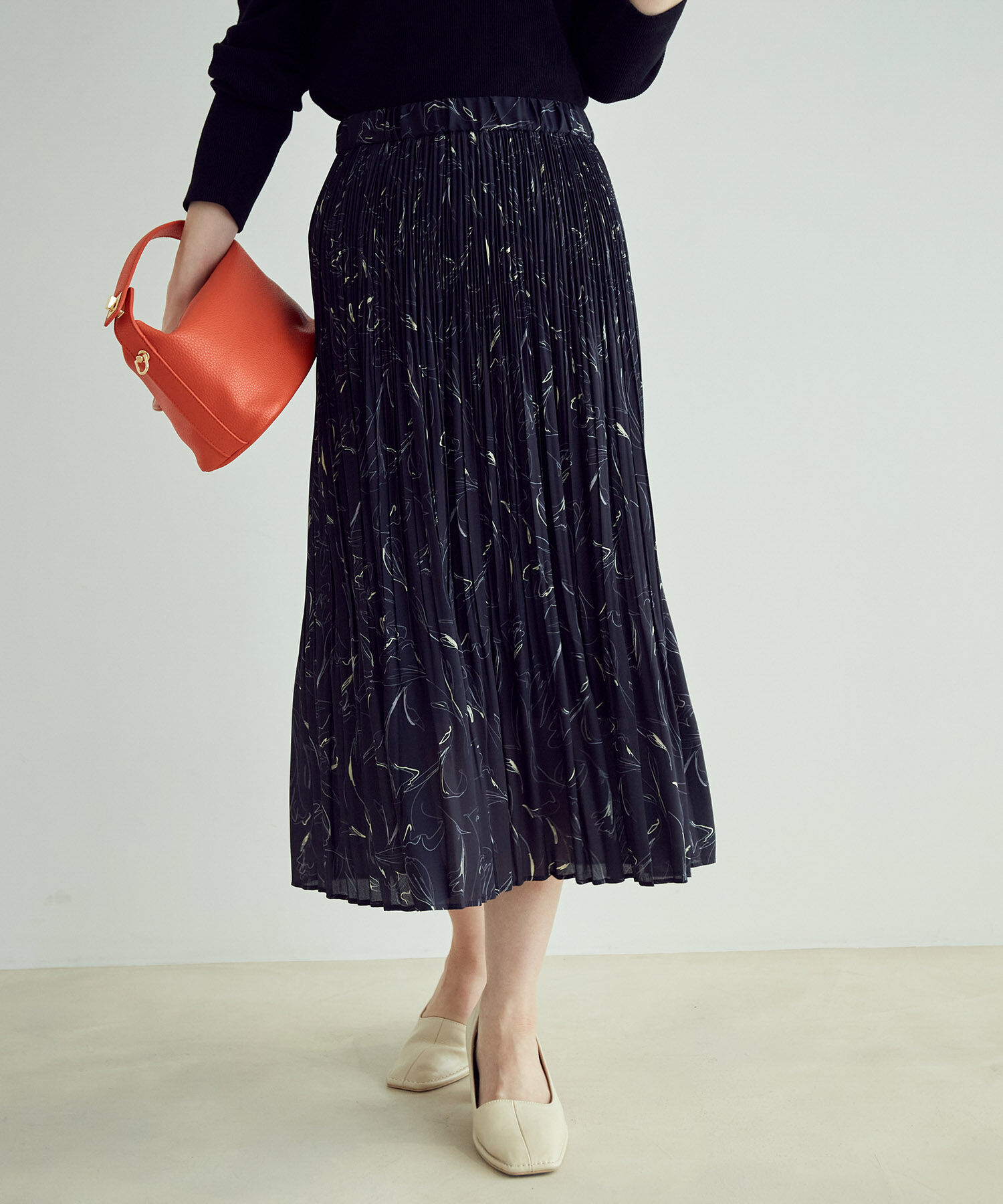 VIS「【セットアップ対応】フラワープリントIラインプリーツスカート[sustainable]」|スカート|