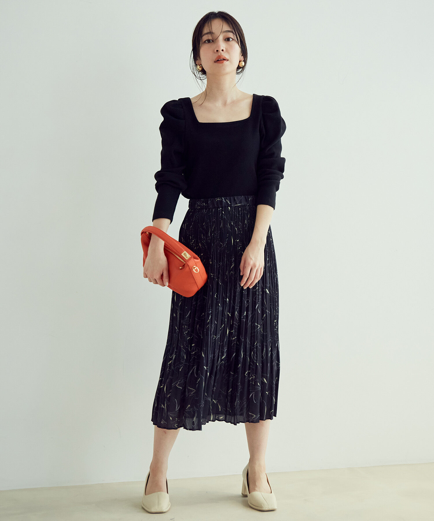 VIS「【セットアップ対応】フラワープリントIラインプリーツスカート[sustainable]」|スカート|