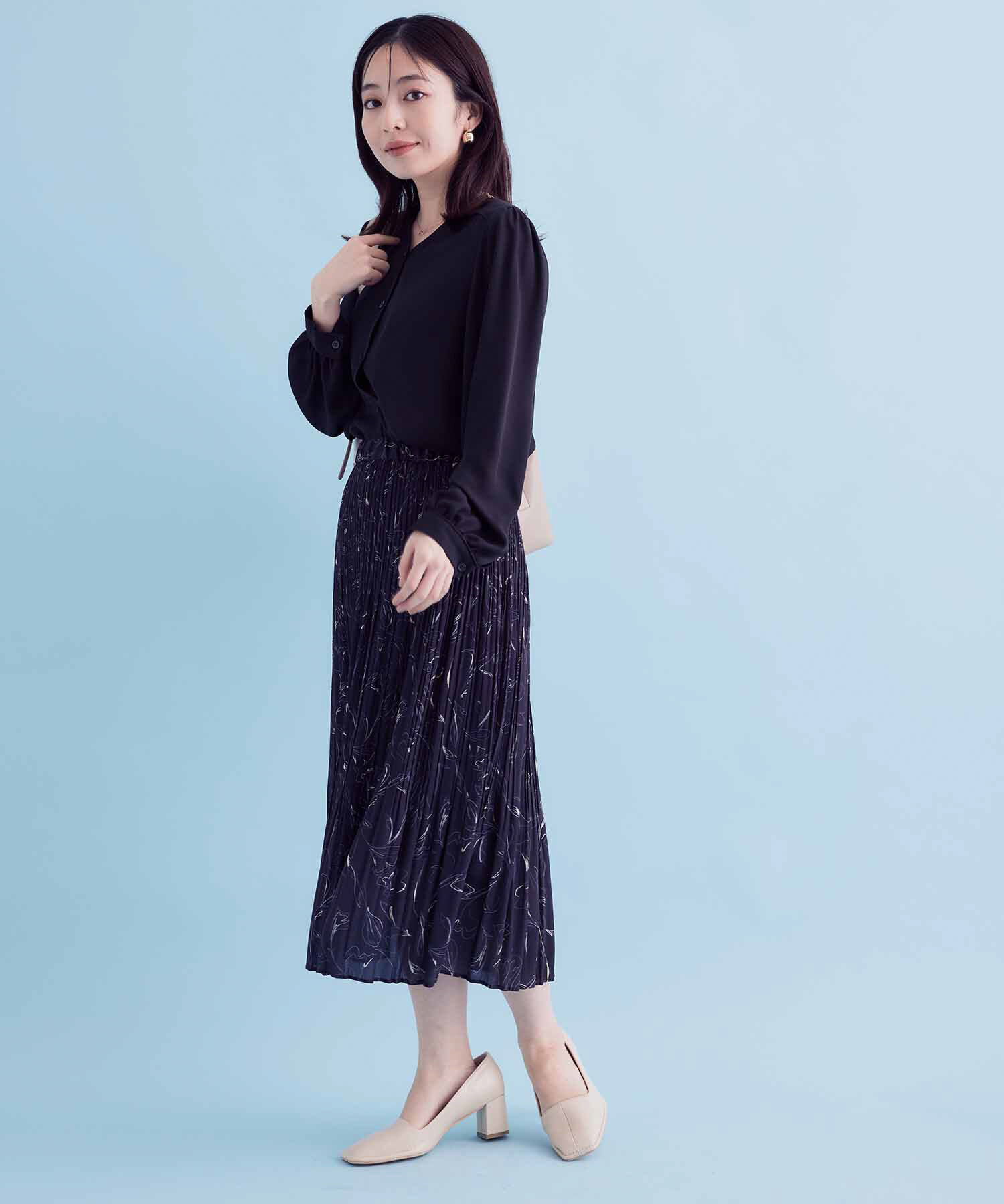 VIS「【セットアップ対応】フラワープリントIラインプリーツスカート[sustainable]」|スカート|