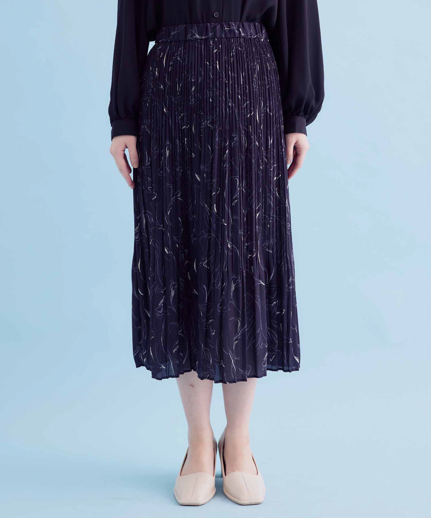 VIS「【セットアップ対応】フラワープリントIラインプリーツスカート[sustainable]」|スカート|