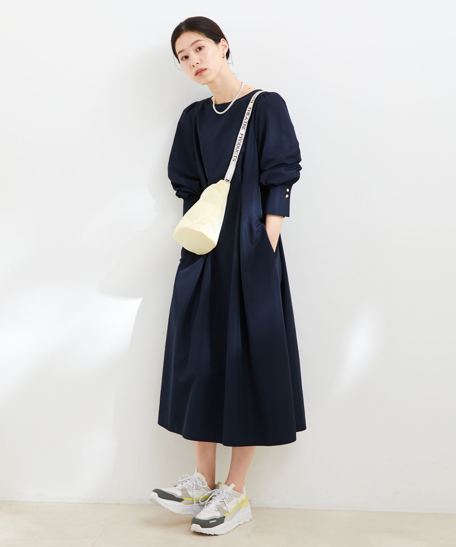 VIS「ウエストタックゴールドボタン付きワンピース」|ワンピース|ネイビー系(41)