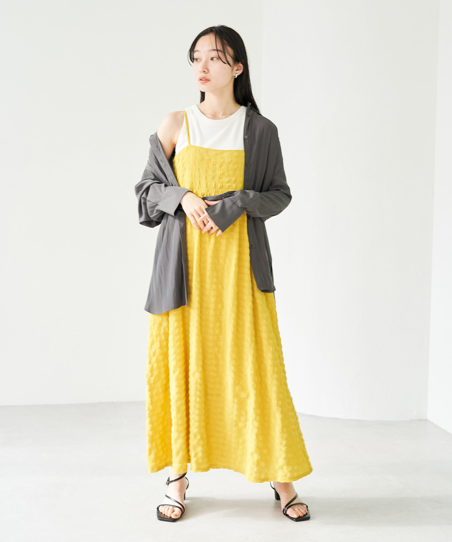 VIS「【セットアップ対応・洗える】ウエストリボンギャザーとろみシャツ」|シャツ・ブラウス|