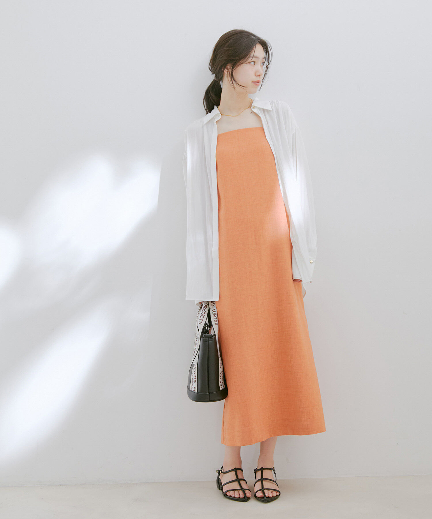 VIS「【セットアップ対応・洗える】ウエストリボンギャザーとろみシャツ」|シャツ・ブラウス|