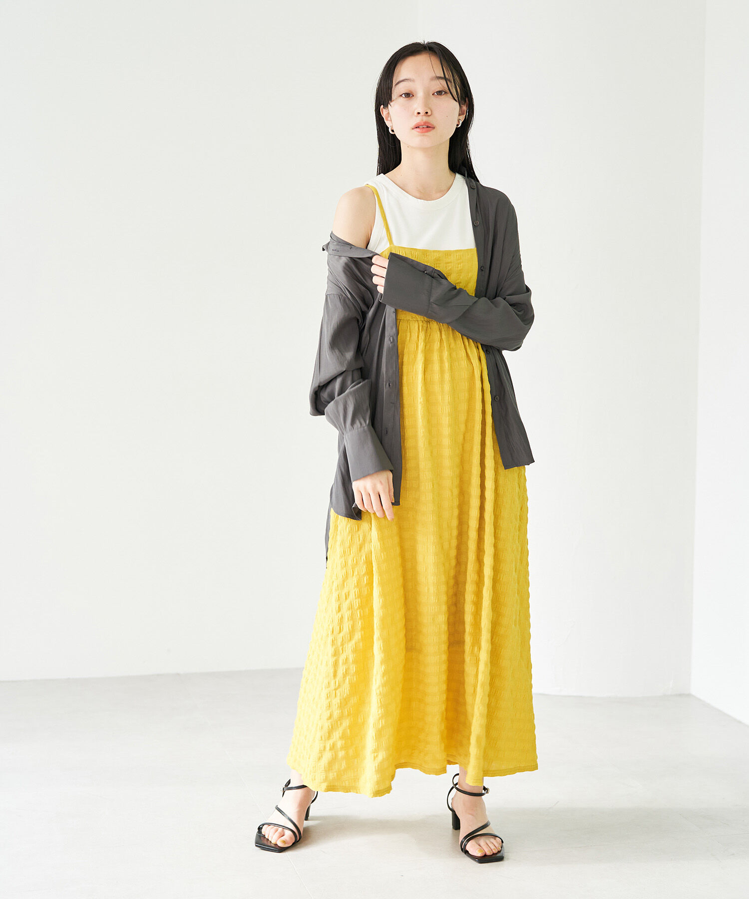 VIS「【セットアップ対応・洗える】ウエストリボンギャザーとろみシャツ」|シャツ・ブラウス|