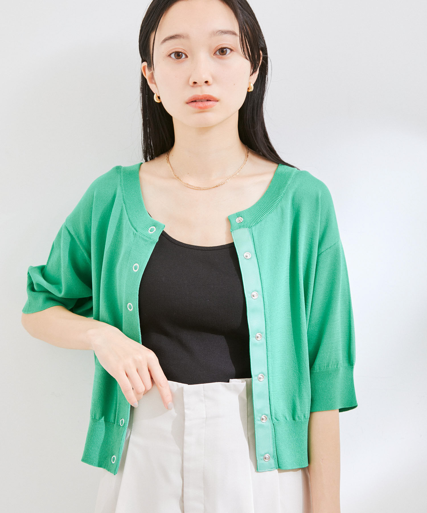 VIS「【UVケア・接触冷感】【2WAY】5分袖カーディガン」|カーディガン|