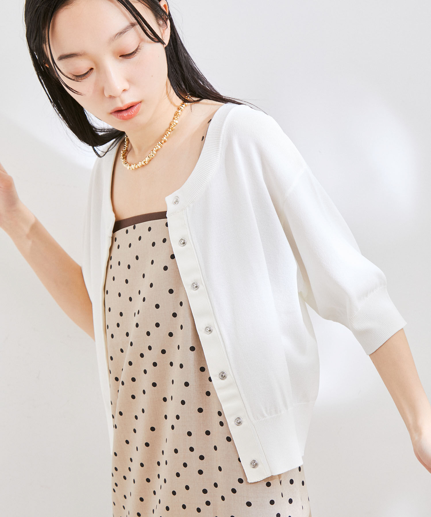 VIS「【UVケア・接触冷感】【2WAY】5分袖カーディガン」|カーディガン|