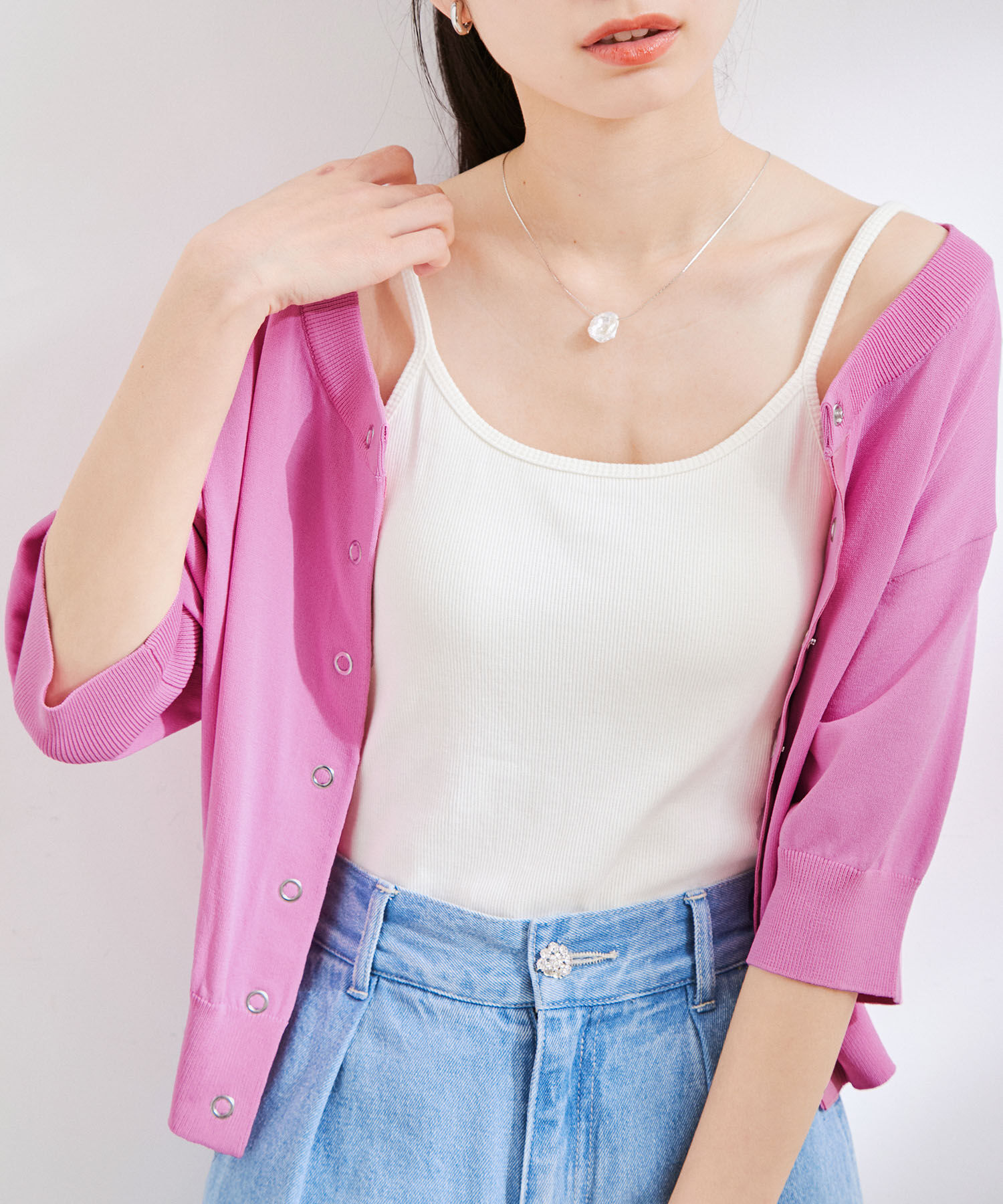 VIS「【UVケア・接触冷感】【2WAY】5分袖カーディガン」|カーディガン|