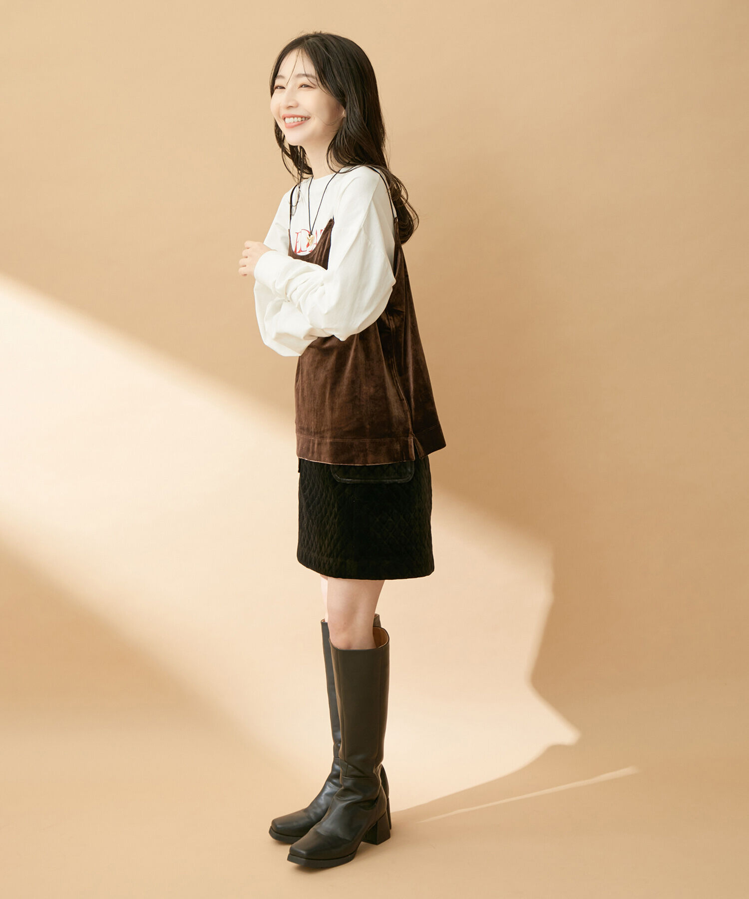 VIS「ミニ丈ベロアキルトスカート」|スカート|