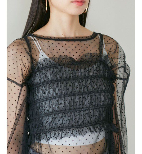 VIS「【SET】チュールレイヤードカットソー＆ビスチェキャミソール」|Tシャツ・カットソー|