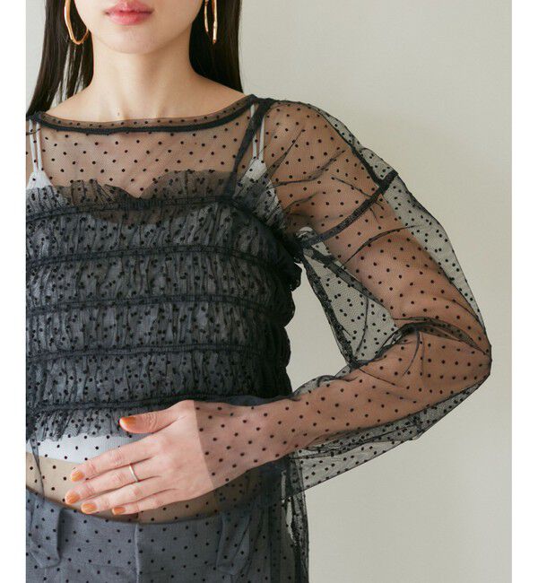 VIS「【SET】チュールレイヤードカットソー＆ビスチェキャミソール」|Tシャツ・カットソー|