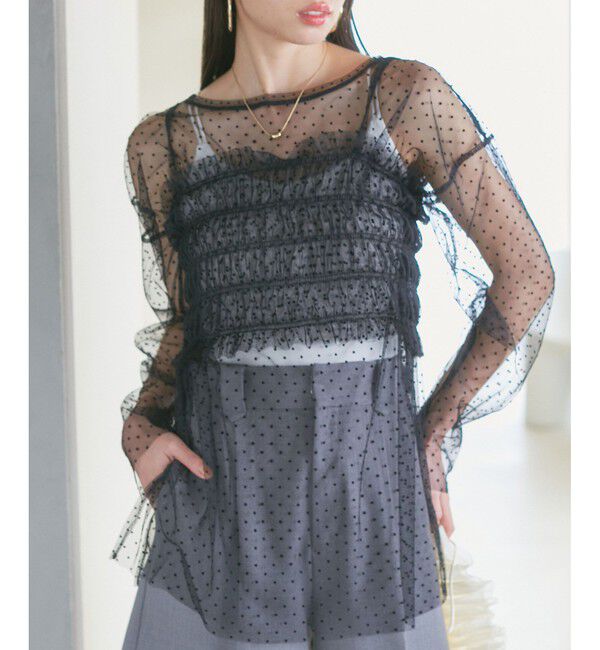 VIS「【SET】チュールレイヤードカットソー＆ビスチェキャミソール」|Tシャツ・カットソー|