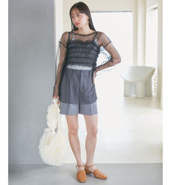 VIS「【SET】チュールレイヤードカットソー＆ビスチェキャミソール」|Tシャツ・カットソー|