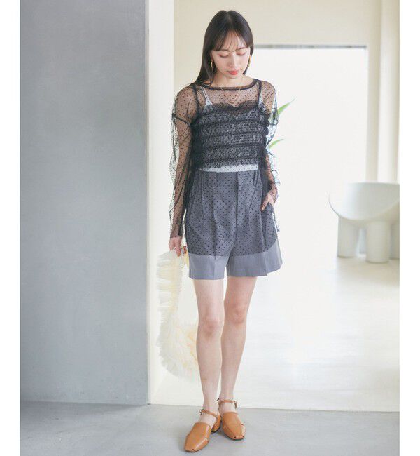 VIS「【SET】チュールレイヤードカットソー＆ビスチェキャミソール」|Tシャツ・カットソー|