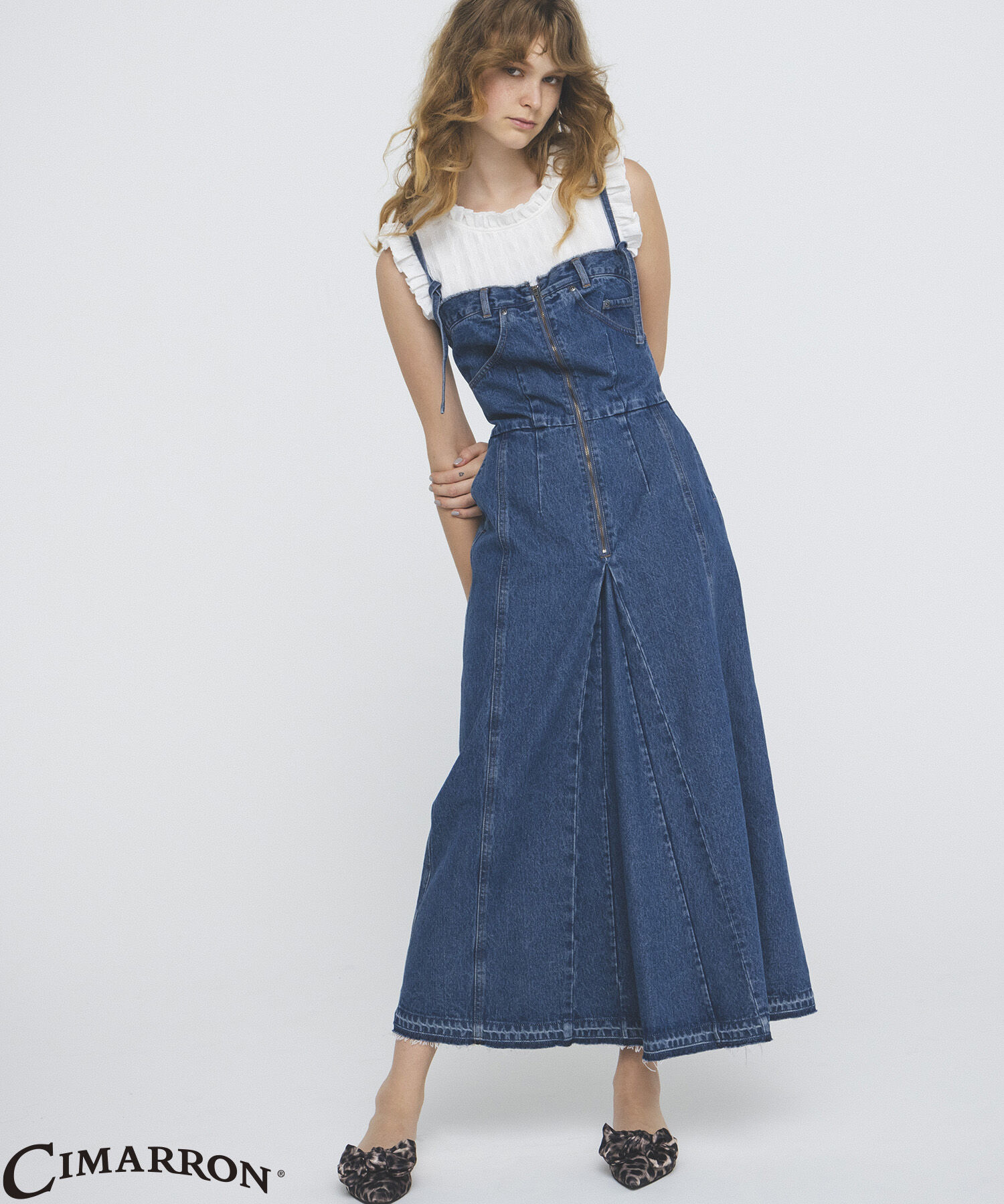 VIS「【CIMARRON】VIS別注リメイクライクデニムドレス」|ワンピース|ブルー系(45)