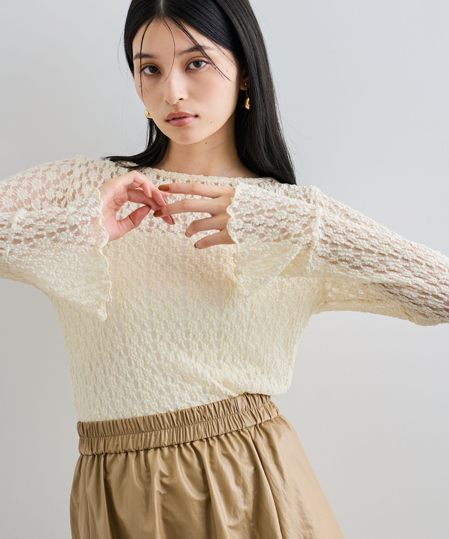 VIS「レースフレアースリーブトップス」|Tシャツ・カットソー|