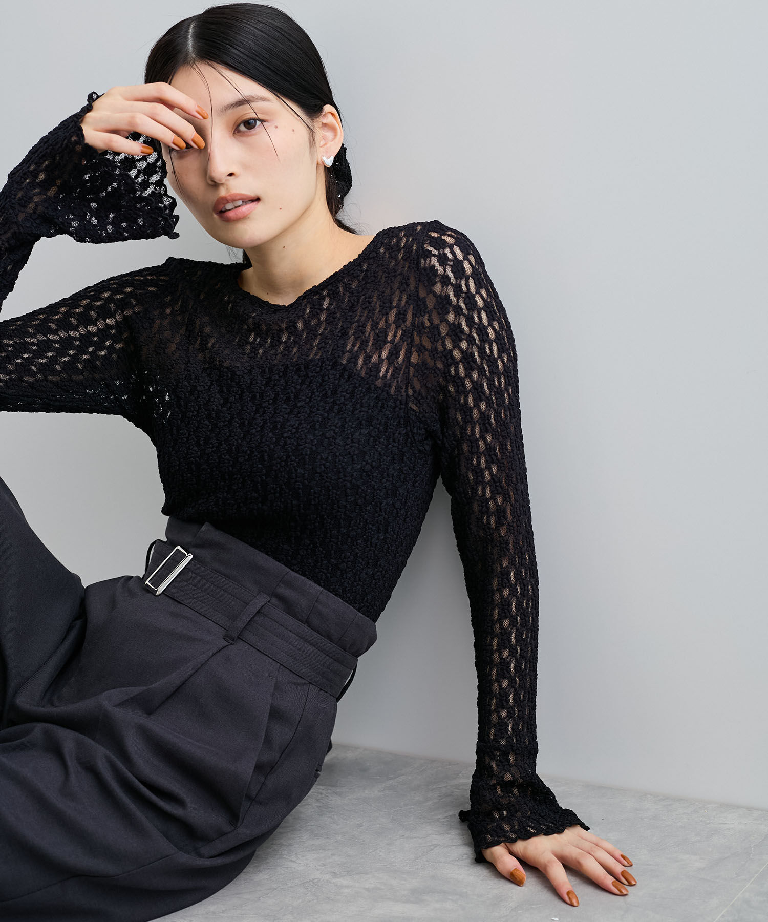 VIS「レースフレアースリーブトップス」|Tシャツ・カットソー|