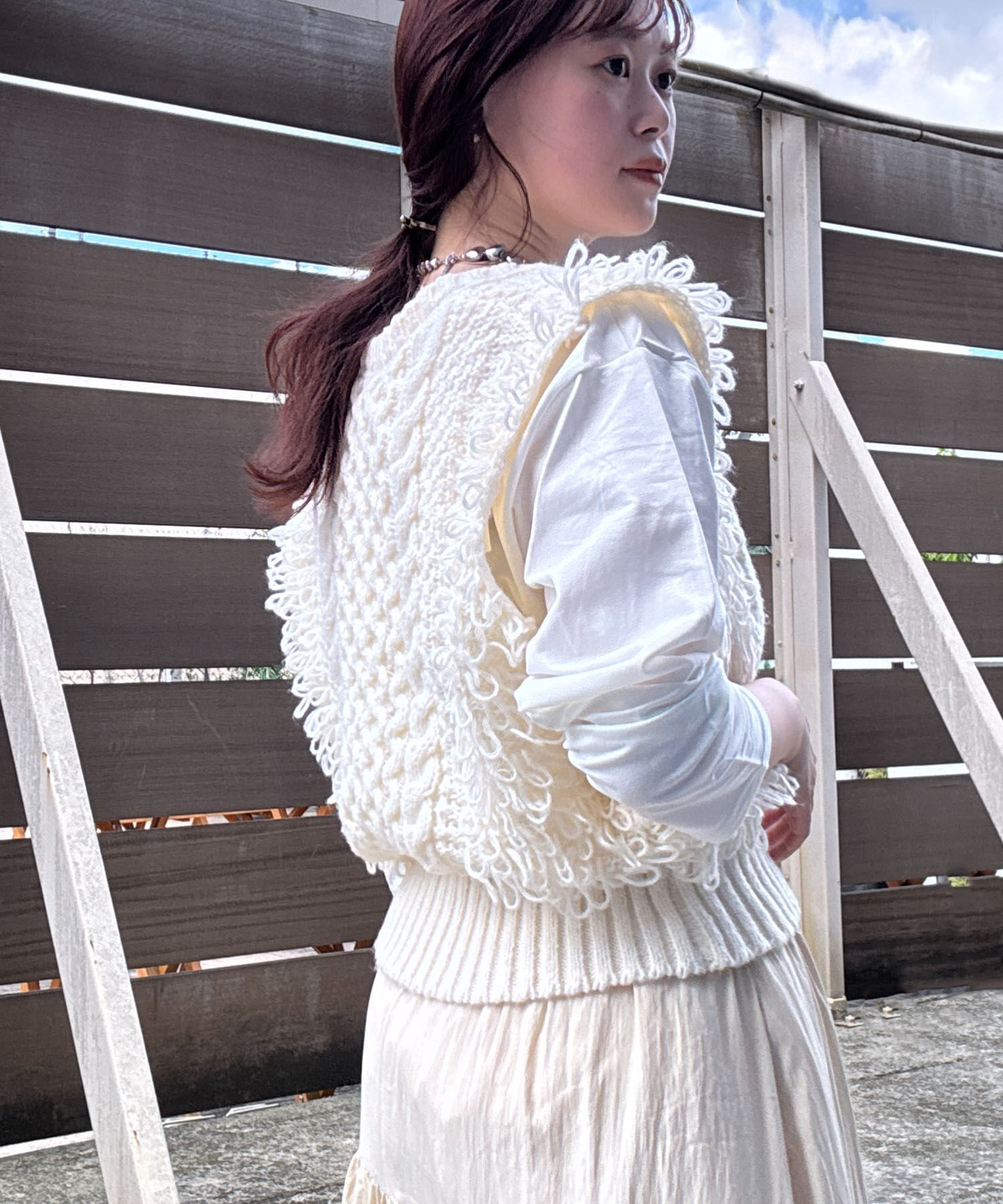 VIS「【WEB/一部店舗限定】編地切り替えフリンジループニットベスト」|ベスト・ジレ|