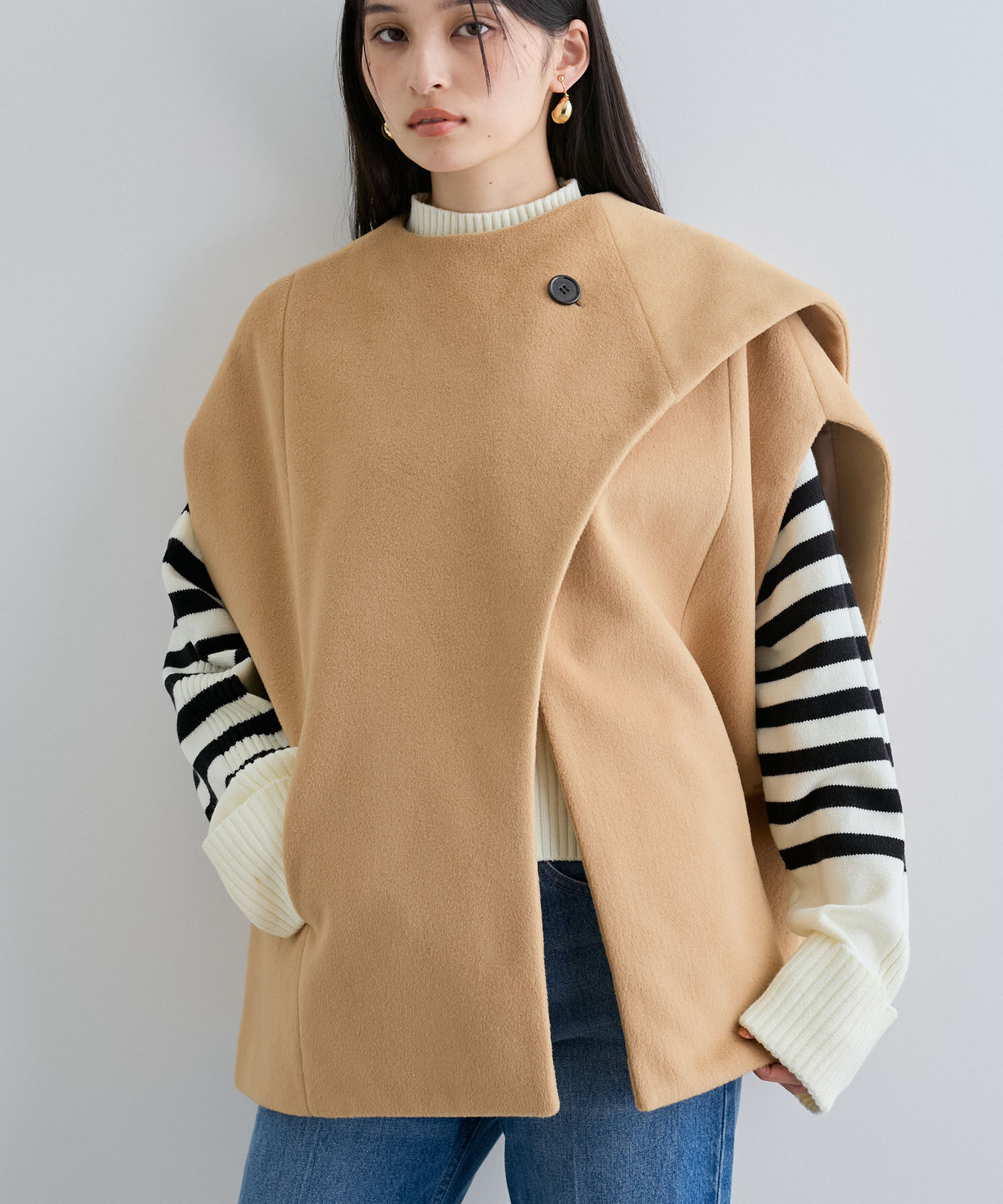 VIS「マフラーみたいに巻けるポンチョベスト」|ポンチョ・ケープ|