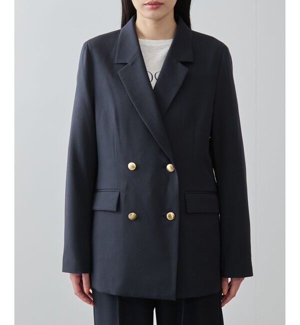 VIS「【美easy】コンフォートツイルWブレスト金ボタンテーラードジャケット【洗える/防シワ/UVケア】」|テーラードジャケット|