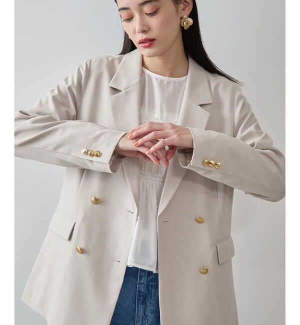 VIS「【美easy】コンフォートツイルWブレスト金ボタンテーラードジャケット【洗える/防シワ/UVケア】」|テーラードジャケット|