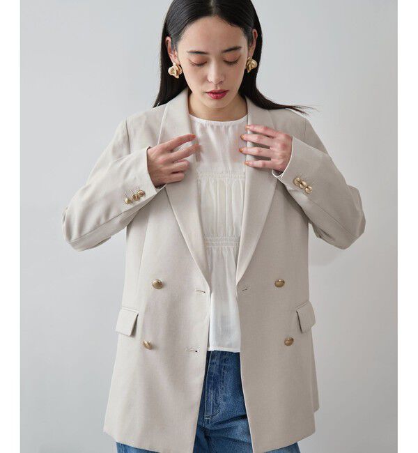 VIS「【美easy】コンフォートツイルWブレスト金ボタンテーラードジャケット【洗える/防シワ/UVケア】」|テーラードジャケット|