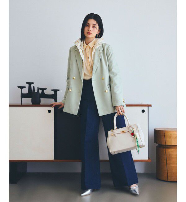 VIS「【美easy】コンフォートツイルWブレスト金ボタンテーラードジャケット【洗える/防シワ/UVケア】」|テーラードジャケット|