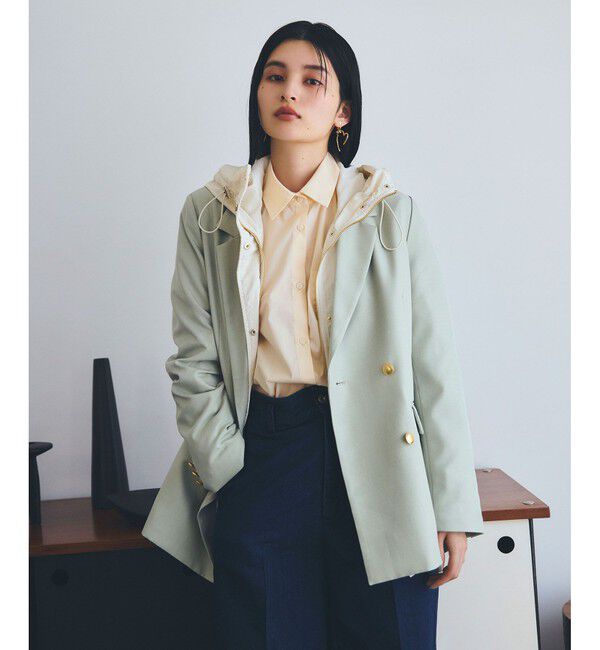 VIS「【美easy】コンフォートツイルWブレスト金ボタンテーラードジャケット【洗える/防シワ/UVケア】」|テーラードジャケット|