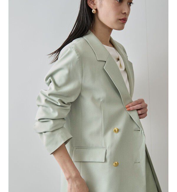 VIS「【美easy】コンフォートツイルWブレスト金ボタンテーラードジャケット【洗える/防シワ/UVケア】」|テーラードジャケット|