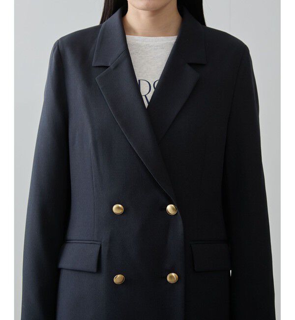 VIS「【美easy】コンフォートツイルWブレスト金ボタンテーラードジャケット【洗える/防シワ/UVケア】」|テーラードジャケット|