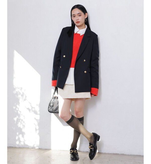 VIS「【美easy】コンフォートツイルWブレスト金ボタンテーラードジャケット【洗える/防シワ/UVケア】」|テーラードジャケット|