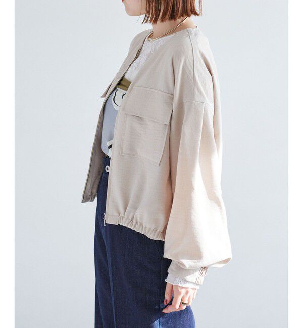 VIS「【WEB限定】気流染めリネンライクダブルポケットブルゾン【防シワ/UVケア/接触冷感/洗える】」|ブルゾン・スタジャン|